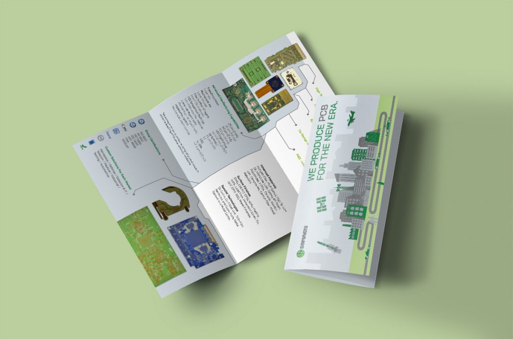 brochure aziendale su fondo verde